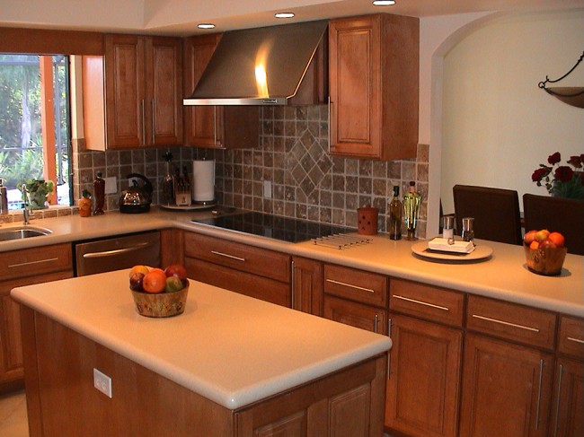 Maple Kitchen With Corian Aurora Countertops Beverin Solid